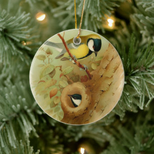 Great tit- Colourful bird, Art Ceramic Ornament