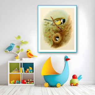 Great tit- Colourful bird, Art Poster