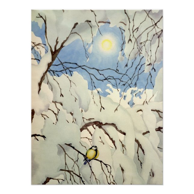 Great Tit - Theodor Severin Kittelsen Poster (Front)