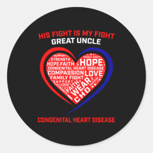 Great Uncle Chd Awareness Month Products Heart Dis Classic Round Sticker