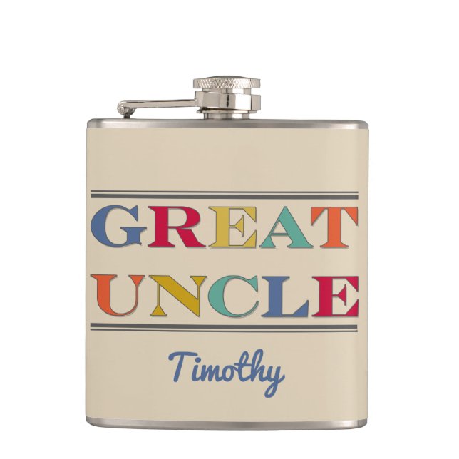 Great Uncle Commemorative  Hip Flask (Front)