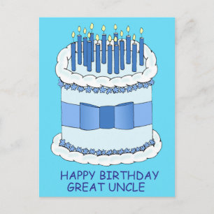 Great Uncle Happy  Birthday Cake and Candles Postcard