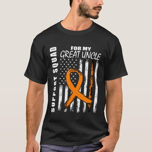 Great Uncle Leukemia Awareness American Flag Suppo T-Shirt (Front)