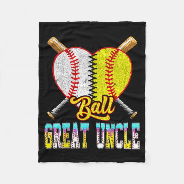 Great uncle of both half baseball softball ice fleece blanket (Front)