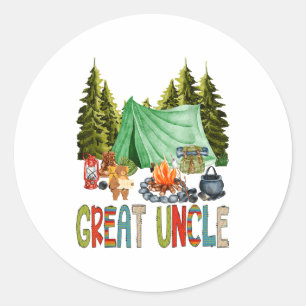 Great Uncle Of The Happy Camper 1st Birthday Bear Classic Round Sticker