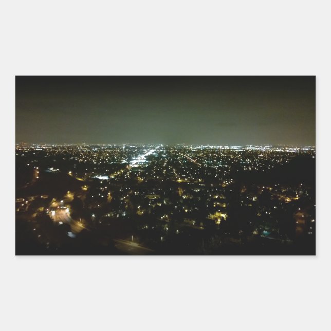 Great View Overlooking the City Lights at Night Rectangular Sticker (Front)