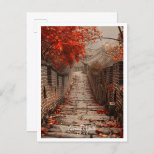 Great Wall of China Art travel famous place Postcard