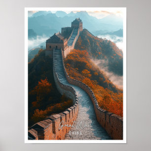 Great wall of China beautiful tourist place Poster