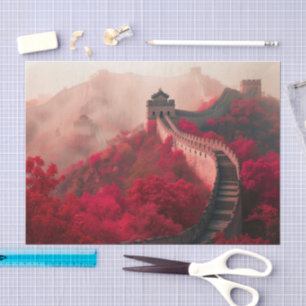 Great Wall of China in Autumn – Scenic Red Tissue Paper