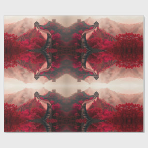 Great Wall of China in Autumn – Scenic Red Wrapping Paper