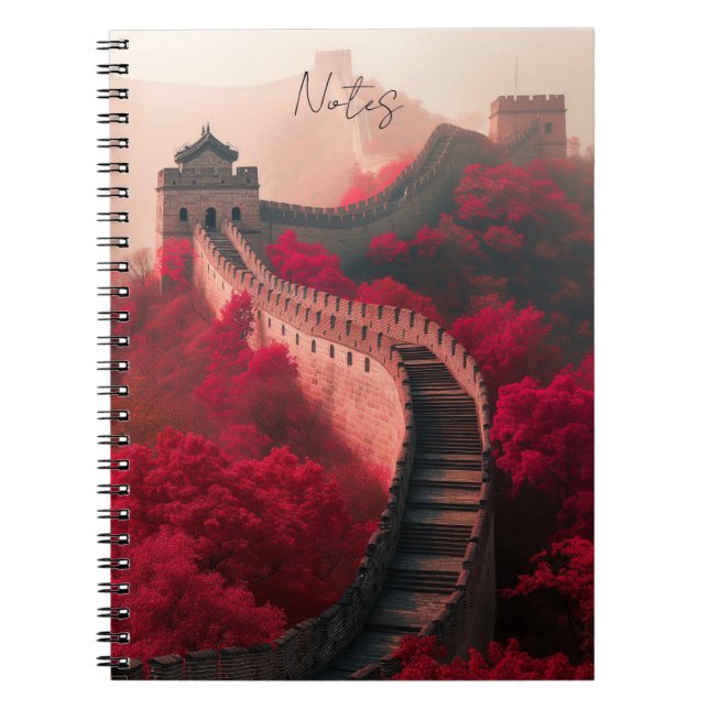 Great Wall of China in Red Autumn Notebook Travel (Front)