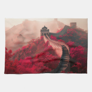 Great Wall of China Red Autumn Scenic Travel Tea Towel