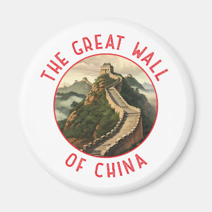 Great Wall of China Retro Distressed Circle Magnet