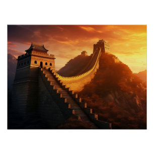Great Wall of China Sunset – Majestic Asian Poster