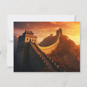 Great Wall of China Sunset Postcard – Majestic