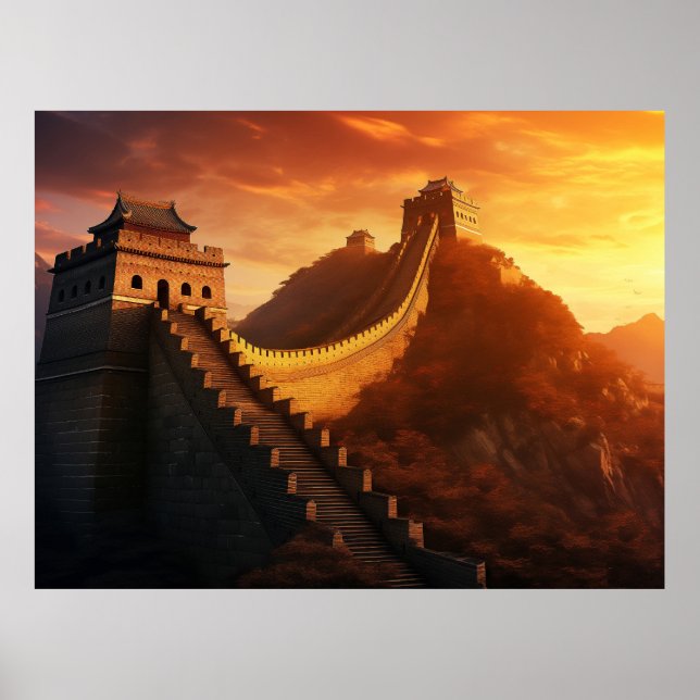 Great Wall of China Sunset Poster – Majestic Asian (Front)