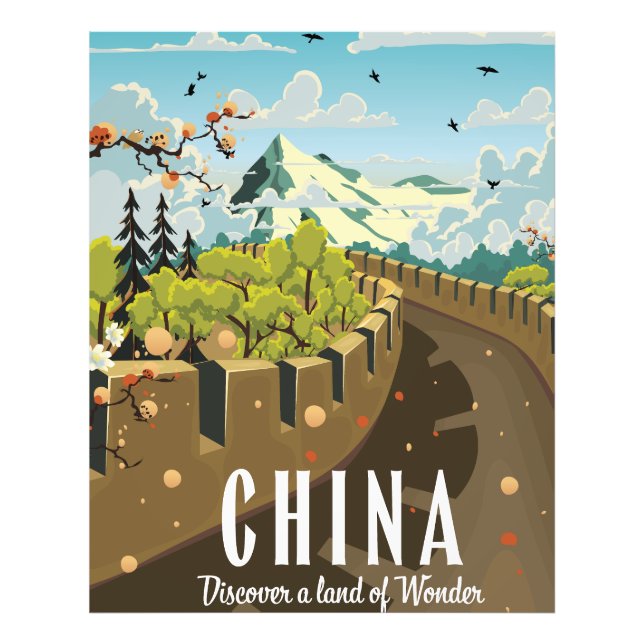 Great wall of China travel poster (Front)