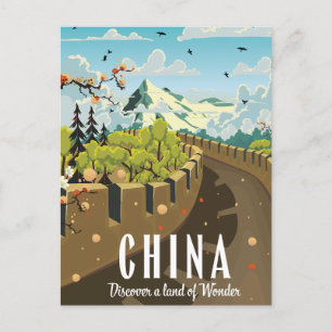 Great wall of China travel poster Postcard