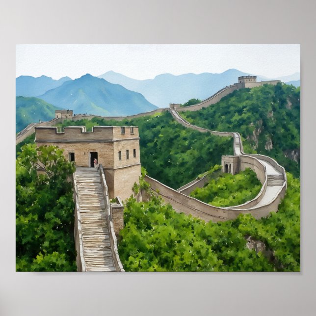 Great Wall of China Watercolor Art Print (Front)