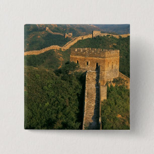 Great Wall winding through the mountain, China 15 Cm Square Badge
