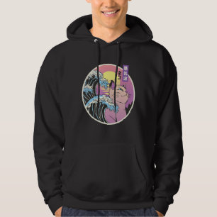 Great Wave Cat Art Mashup Japanese Vaporwave Retro Hoodie