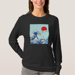 Great Wave Cat Kitties Tokyo Sun Kanagawa Hokusai  T-Shirt