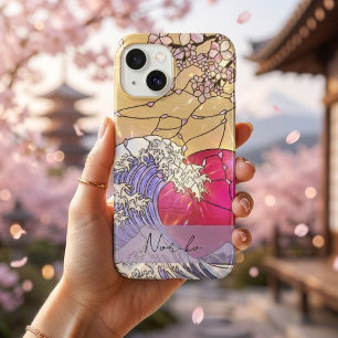 Great Wave Cherry Blossoms Stained Glass