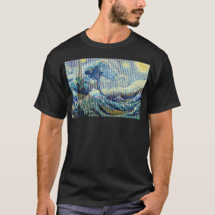 Great Wave Hokusai on a Starry Night Van Gogh Famo T-Shirt