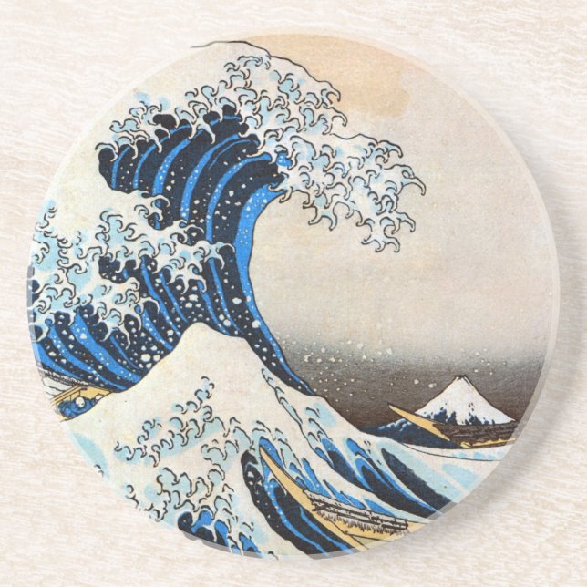Great Wave, Hokusai, Ukiyo-e Coaster (Front)