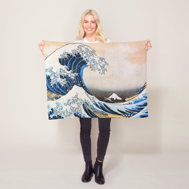 Great Wave, Hokusai, Ukiyo-e Fleece Blanket (In Situ)