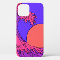 Great Wave in Vaporwave Pop Art style. View on oce