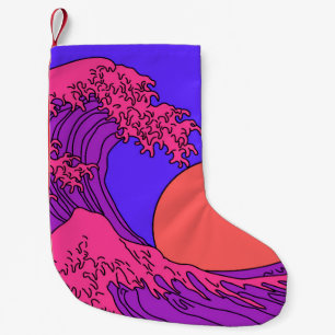Great Wave in Vaporwave Pop Art style. View on oce Small Christmas Stocking