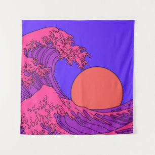 Great Wave in Vaporwave Pop Art style. View on oce Tapestry