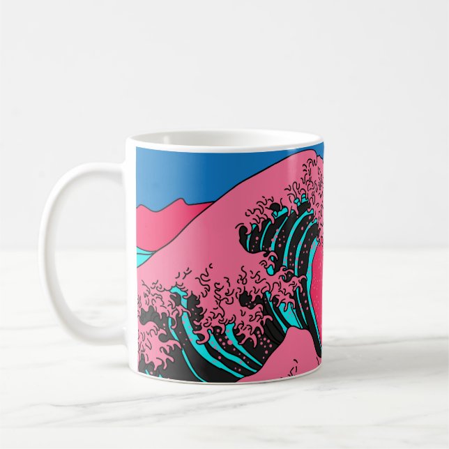 Great Wave in Vaporwave Pop Art style. View on the Coffee Mug (Left)