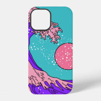 Great Wave in Vaporwave Pop Art style. View on the