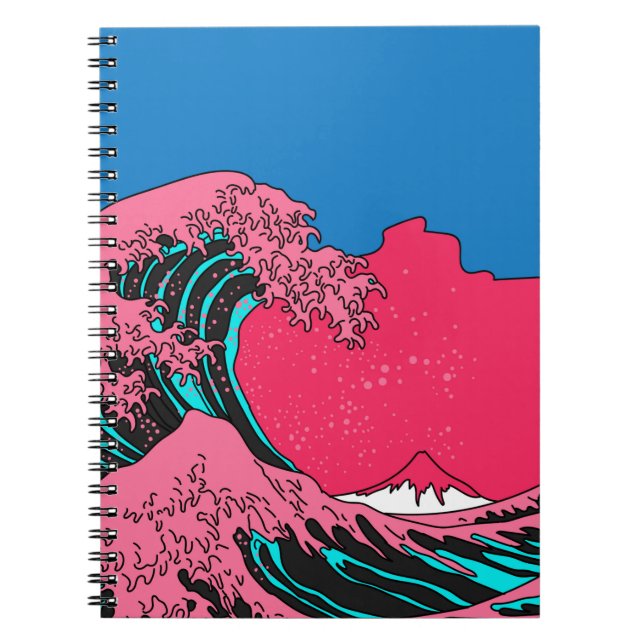 Great Wave in Vaporwave Pop Art style. View on the Notebook (Front)