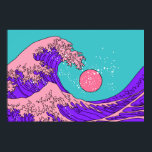 Great Wave in Vaporwave Pop Art style. View on the Poster<br><div class="desc">Great Wave in Vaporwave Pop Art style. View on the ocean's crest leap. Stylised line art illustration of 19th century Japanese print.
wave, vapour, japan, art, great, artwork, synthwave, graphic design, hokusai, background, japanese, storm, beautiful, crest, decor, minimalism, painting, water, asia, big, vintage, illustration, retro, </div>