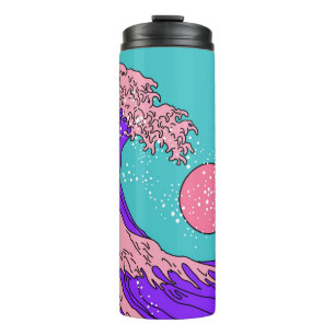 Great Wave in Vaporwave Pop Art style. View on the Thermal Tumbler