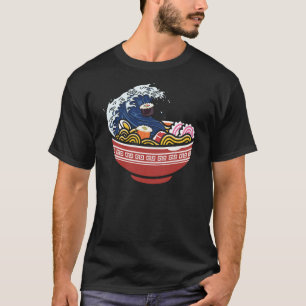 Great Wave Japanese Ramen Bowl Sushi Art T-Shirt