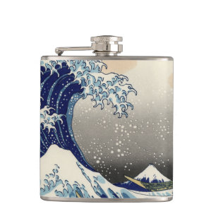 Great Wave Kanagawa Japanese Painting Hip Flask