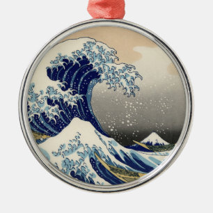 Great Wave Kanagawa Japanese Painting Metal Ornament