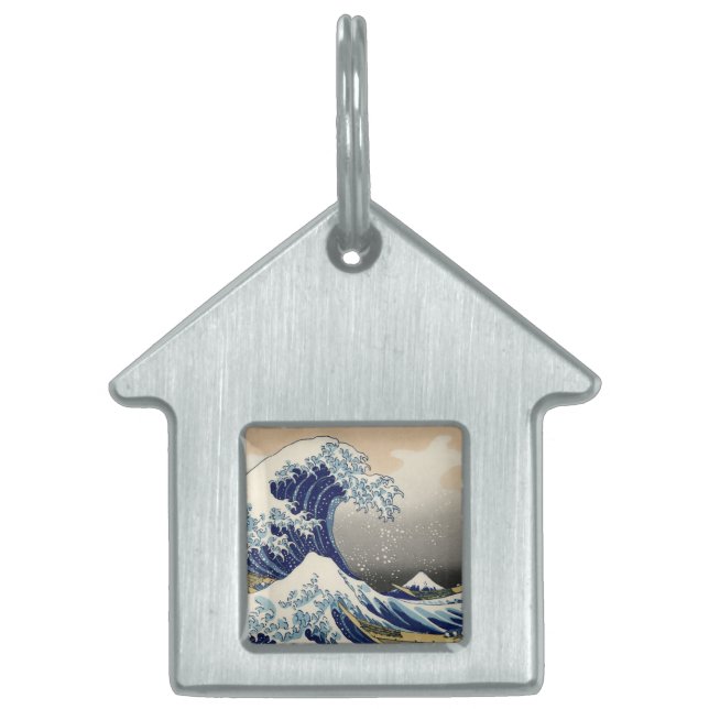 Great Wave Kanagawa Japanese Painting Pet Name Tag (Front)