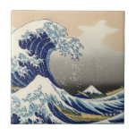 Great Wave Kanagawa Japanese Painting Tile<br><div class="desc">Japanese Woodcut Wave -- Mount Fuji Wave by Hokusa A big wave is out in the ocean -- and you see Mount Fuji in the distant background -- the wave curls around the great Mt. Fuji. The giant wave is so intense that you might almost miss the boaters in the...</div>