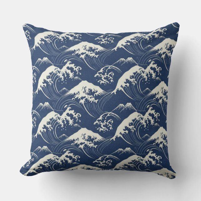 Great Wave Mandala – Seamless Japanese-Inspired Oc Cushion (Front)