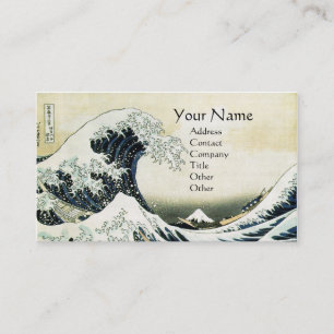 GREAT WAVE MONOGRAM Blue Business Card