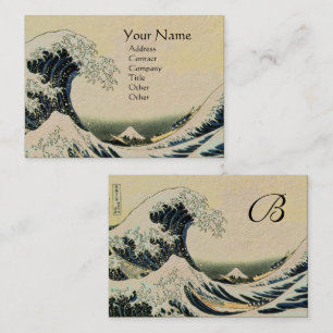 GREAT WAVE MONOGRAM Kraft Paper Business Card