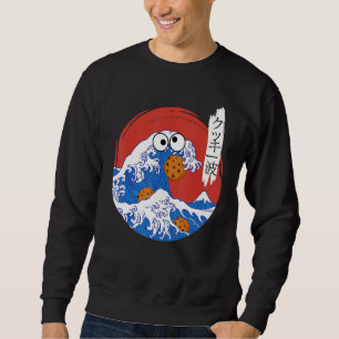 Great Wave Monster Eating Cookies Japanese Kanji C Sweatshirt