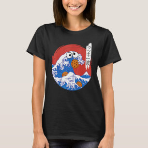 Great Wave Monster Eating Cookies Japanese Kanji C T-Shirt