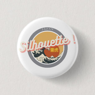 Great Wave & Neon Kanji – Retro Japanese Fuji Des 3 Cm Round Badge