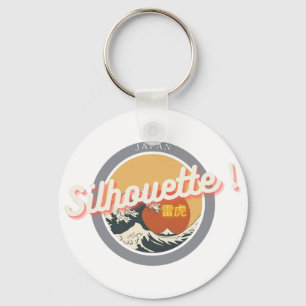 Great Wave & Neon Kanji – Retro Japanese Fuji Des Key Ring
